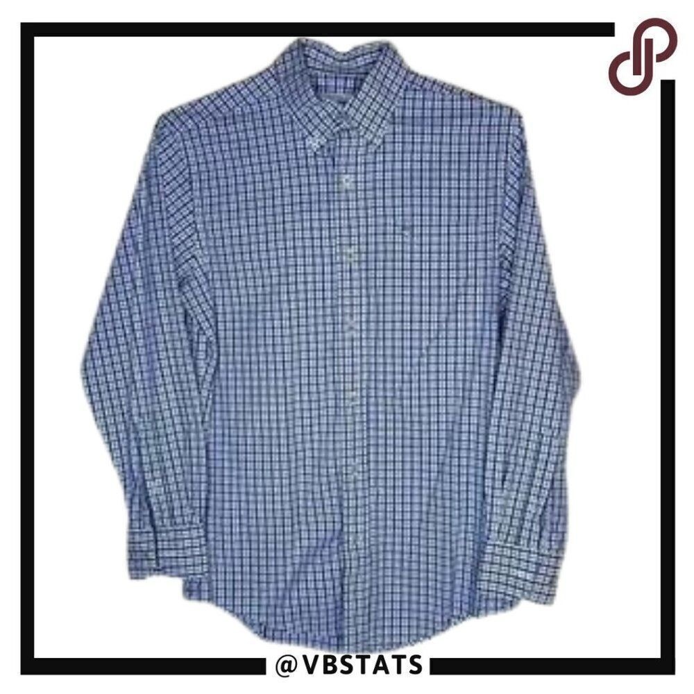Southern Tide Mens Classic Fit Button Down Shirt Blue Plaid Long Sleeve Size S